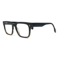MiGAFAS QSZ7124 Blue square acetate prescription eyeglasses, three-quarter view
