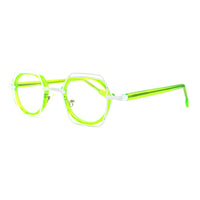 MiGAFAS 87961 polygonal acetate prescription eyeglasses, three-quarter view