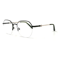 MiGAFAS XK4767 Green metal geometric round eyeglasses three-quarter view