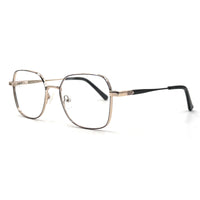 MiGAFAS XK4717 Black Metal geometric rectangle eyeglasses three-quarter view