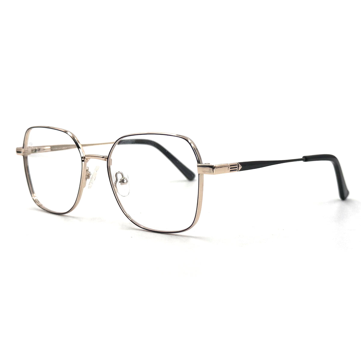 MiGAFAS XK4717 Black Metal geometric rectangle eyeglasses three-quarter view