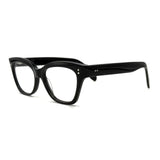 MiGAFAS F0139 Black cat-eye acetate prescription eyeglasses, three-quarter view