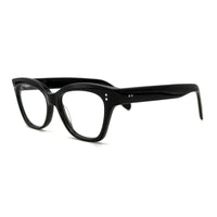 MiGAFAS F0139 Black cat-eye acetate prescription eyeglasses, three-quarter view