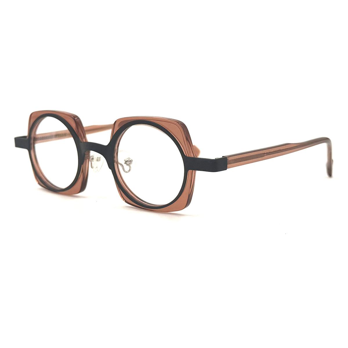 MiGAFAS 87970 round acetate prescription eyeglasses, three-quarter view