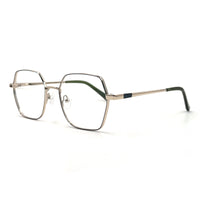 MiGAFAS XK4716 Green metal geometric rectangle eyeglasses three-quarter view