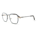 MiGAFAS XK4769 Gray metal square eyeglasses three-quarter view