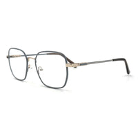 MiGAFAS XK4769 Gray metal square eyeglasses three-quarter view
