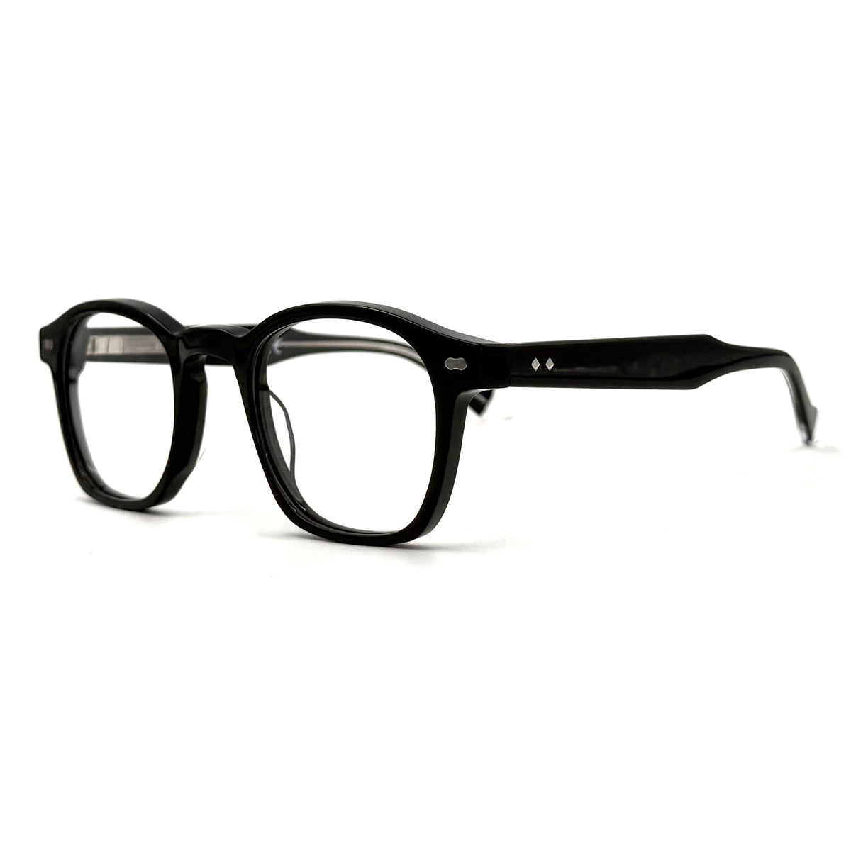 MiGAFAS F6862 Black acetate and metal Crown eyeglasses,three-quarter view