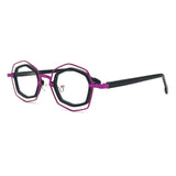 MiGAFAS 87962 polygonal acetate prescription eyeglasses, three-quarter view