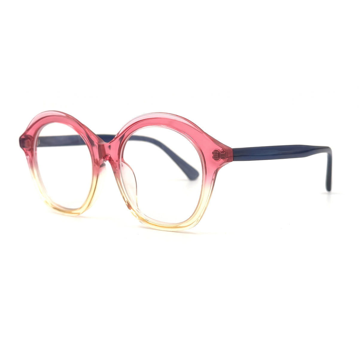 MiGAFAS 87038 round acetate prescription eyeglasses, three-quarter view