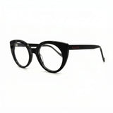 MiGAFAS FR6136 Black cat-eye acetate prescription eyeglasses, three-quarter view