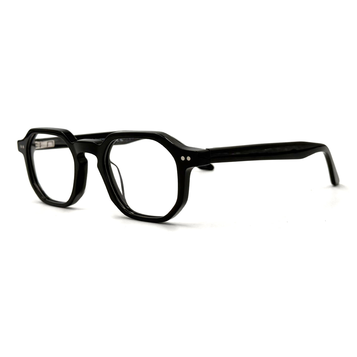 MiGAFAS F6879 Black acetate Crown eyeglasses,three-quarter view