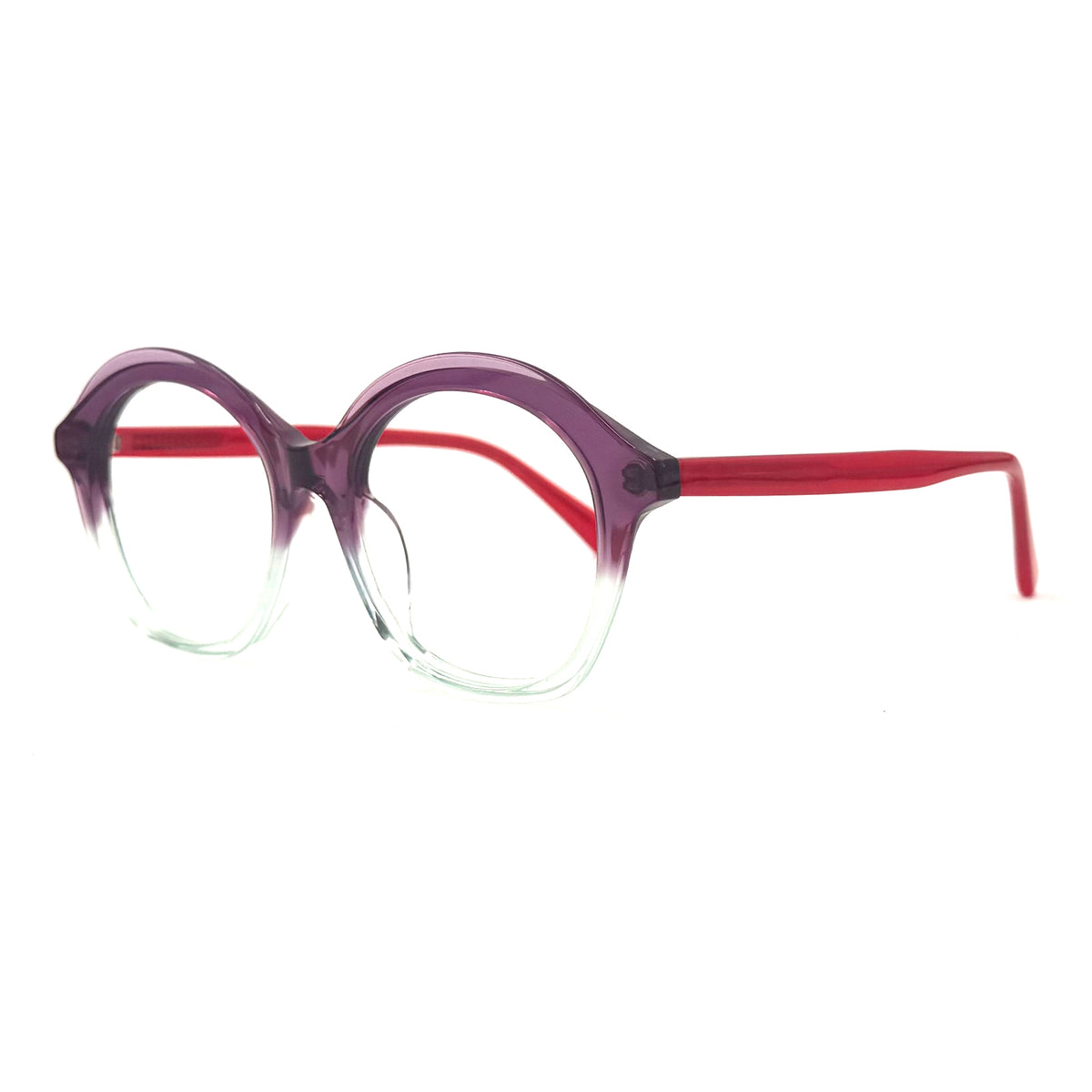 MiGAFAS 87038 round acetate prescription eyeglasses, three-quarter view