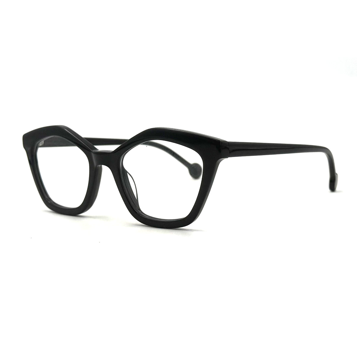 MiGAFAS CRM5152 Black acetate butterfly cat-eye eyeglasses three-quarter view