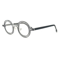 MiGAFAS 87903 round acetate prescription eyeglasses, three-quarter view
