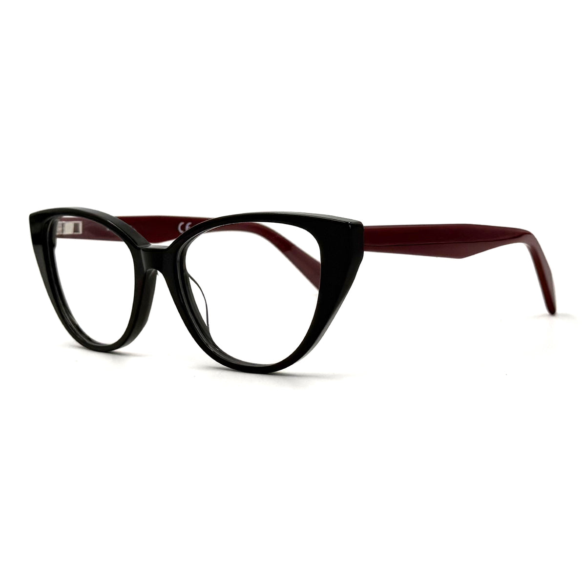 MiGAFAS F6815 Brown acetate cat-eye eyeglasses,three-quarter view