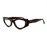 MiGAFAS F0187 Havana cat-eye acetate prescription eyeglasses, three-quarter view