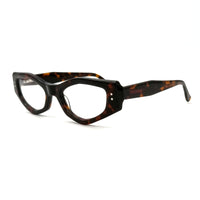 MiGAFAS F0187 Havana cat-eye acetate prescription eyeglasses, three-quarter view
