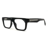MiGAFAS QSZ5612 black rectangular acetate glasses, three-quarter view
