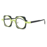 MiGAFAS 87970 round acetate prescription eyeglasses, three-quarter view