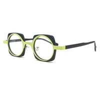 MiGAFAS 87970 round acetate prescription eyeglasses, three-quarter view