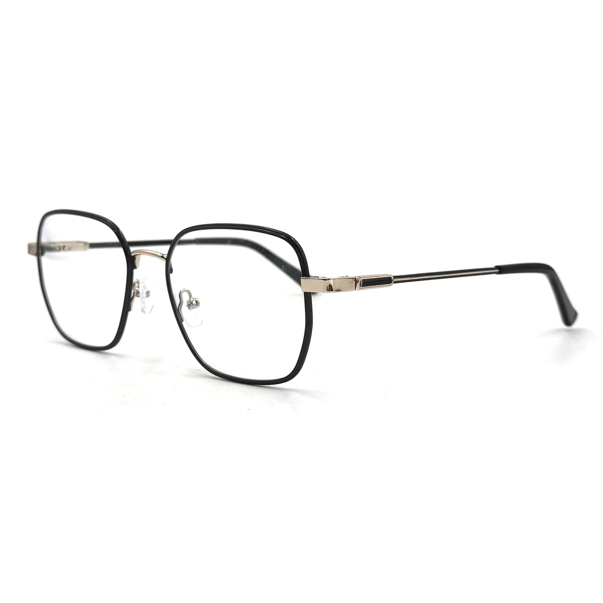 MiGAFAS XK4769 Black metal square eyeglasses three-quarter view