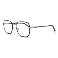 MiGAFAS XK4769 Black metal square eyeglasses three-quarter view