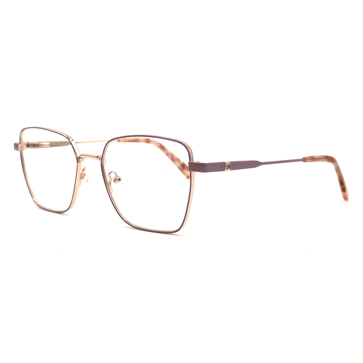 MiGAFAS XK4715 Rose Gold metal geometric butterfly eyeglasses three-quarter view