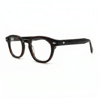 MiGAFAS F6676 Havana Boston acetate prescription eyeglasses, three-quarter view