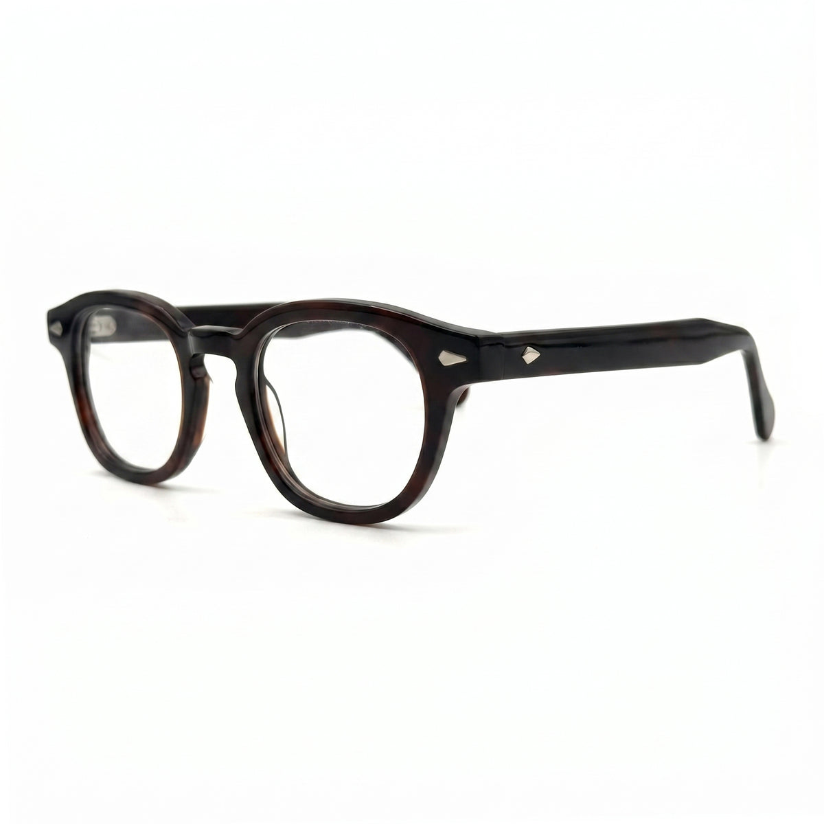 MiGAFAS F6676 Havana Boston acetate prescription eyeglasses, three-quarter view