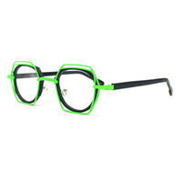 MiGAFAS 87961 polygonal acetate prescription eyeglasses, three-quarter view