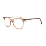 MiGAFAS C0001 Brown cat-eye acetate prescription eyeglasses, three-quarter view