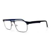 MiGAFAS XK4738 Navy metal geometric browline eyeglasses three-quarter view