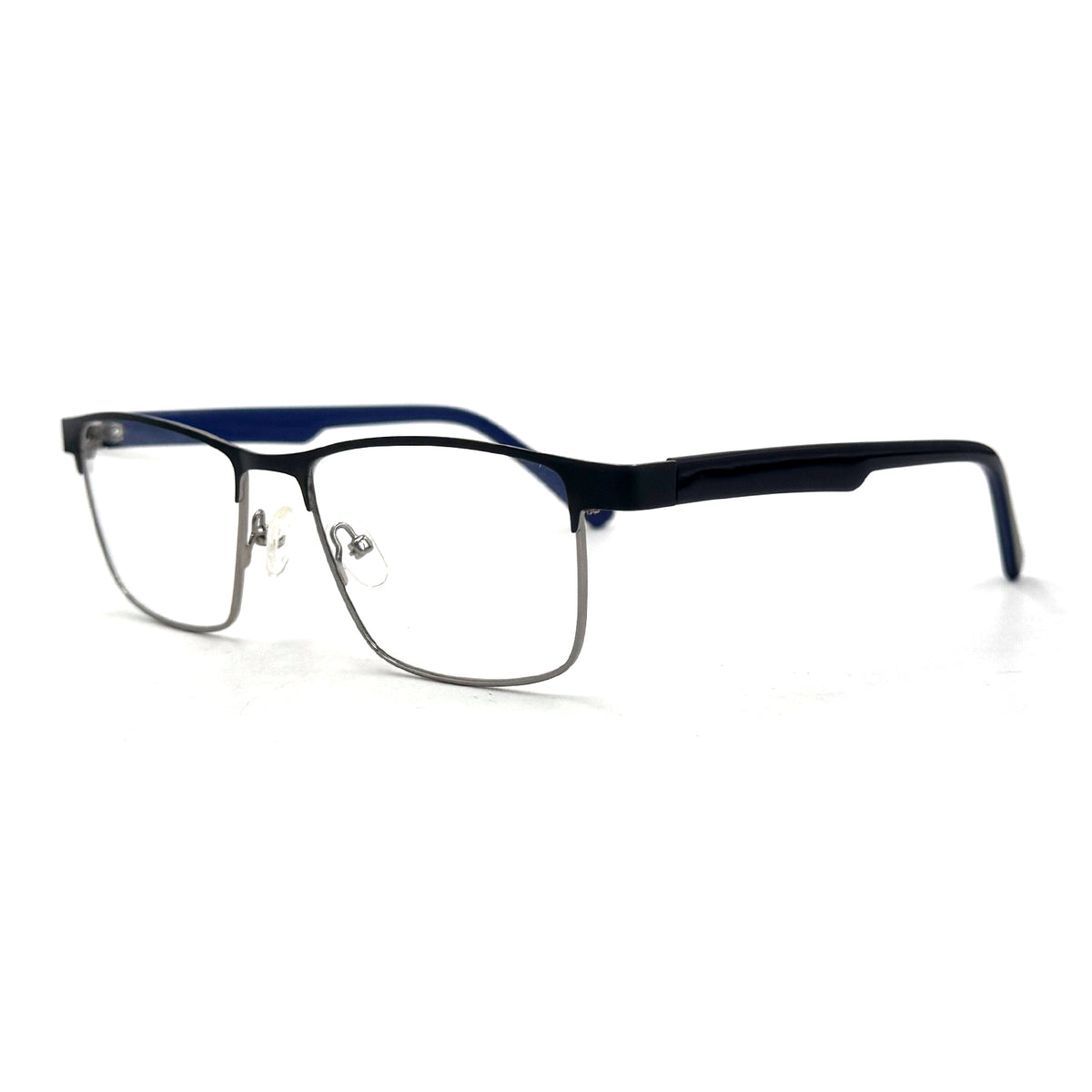 MiGAFAS XK4738 Navy metal geometric browline eyeglasses three-quarter view