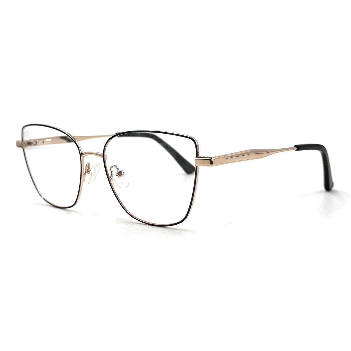 MiGAFAS XK4719 Black metal butterfly cat-eye eyeglasses three-quarter view