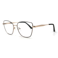 MiGAFAS XK4719 Black metal butterfly cat-eye eyeglasses three-quarter view