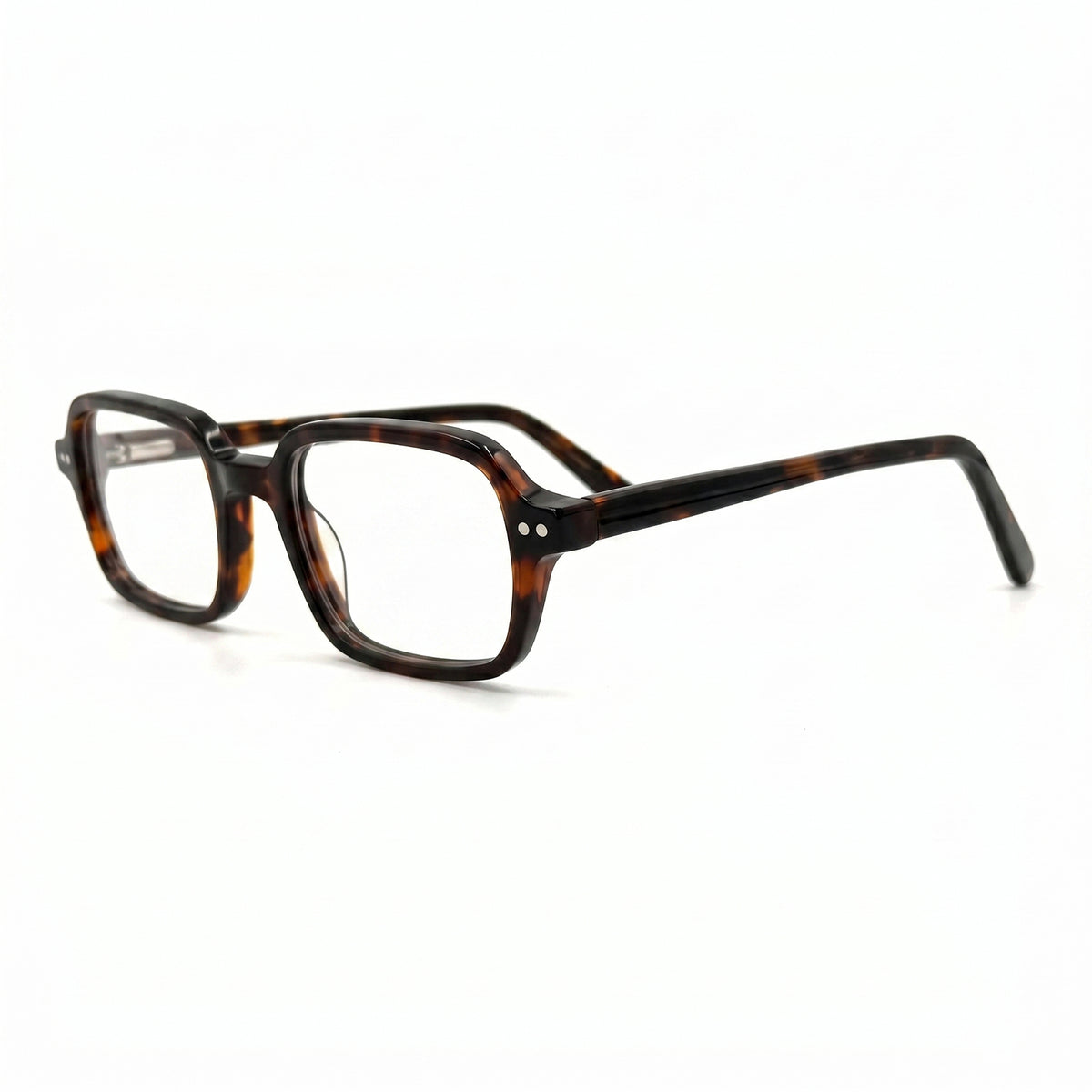 MiGAFAS F6004 Havana square acetate prescription eyeglasses, three-quarter view