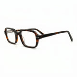 MiGAFAS F6004 Havana square acetate prescription eyeglasses, three-quarter view