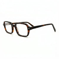 MiGAFAS F6004 Havana square acetate prescription eyeglasses, three-quarter view