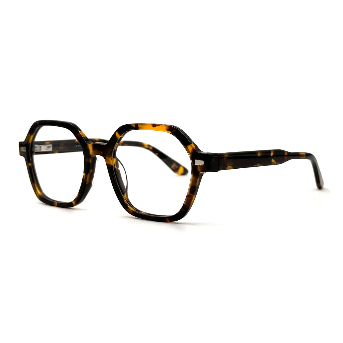 MiGAFAS F6833 Havana acetate Geometric eyeglasses,three-quarter view