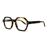MiGAFAS F6833 Havana acetate Geometric eyeglasses,three-quarter view