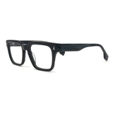 MiGAFAS QSZ7124 Black square acetate prescription eyeglasses, three-quarter view