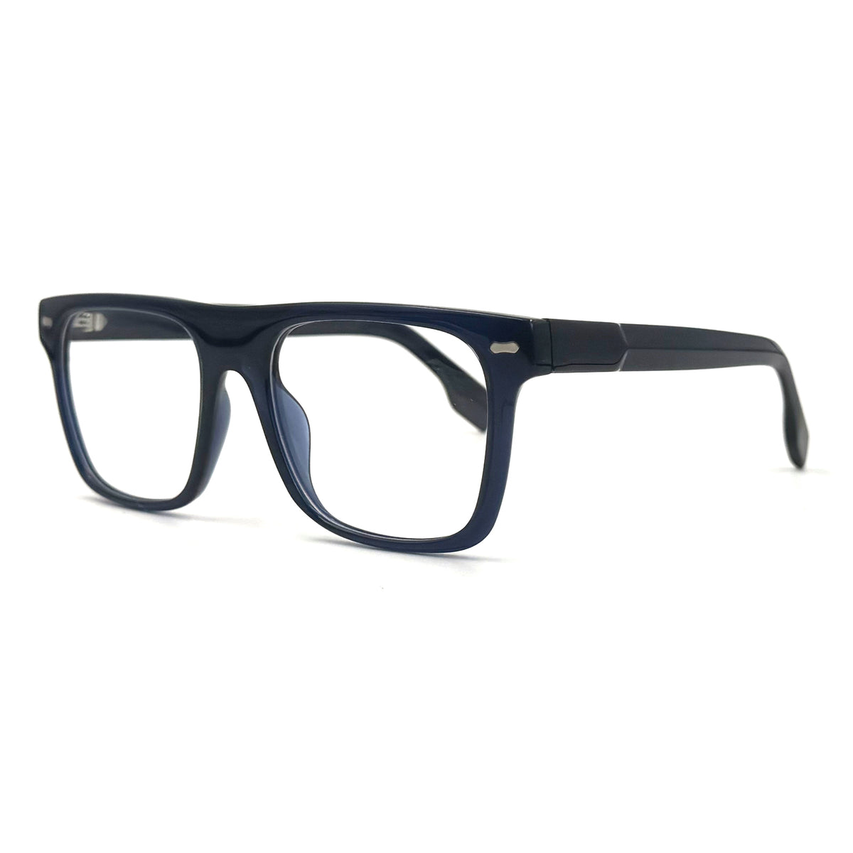 MiGAFAS QSZ5819 Blue Wellington acetate prescription eyeglasses, three-quarter view