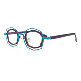 MiGAFAS 87962 polygonal acetate prescription eyeglasses, three-quarter view
