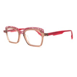 MiGAFAS 87965 cat-eye acetate prescription eyeglasses, three-quarter view