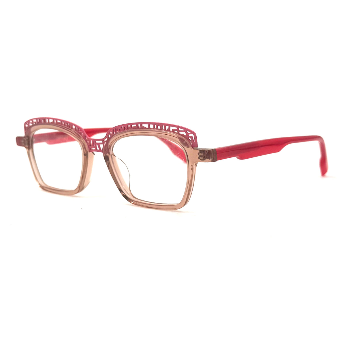 MiGAFAS 87965 cat-eye acetate prescription eyeglasses, three-quarter view