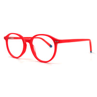 MiGAFAS EG3316  orange Boston acetate prescription eyeglasses, three-quarter view