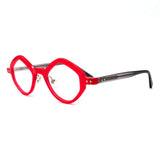 MiGAFAS 87918 polygonal acetate prescription eyeglasses, three-quarter view