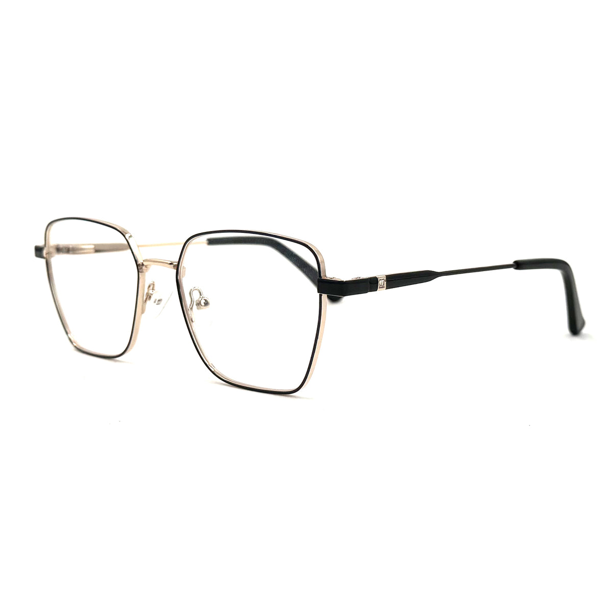 MiGAFAS XK4715 Black metal geometric butterfly eyeglasses three-quarter view