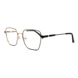 MiGAFAS XK4715 Black metal geometric butterfly eyeglasses three-quarter view